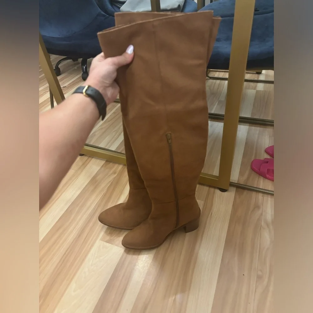 Seychelles Gifted Cognac Suede Leather Over-The-Knee Boots Size 7.5 New